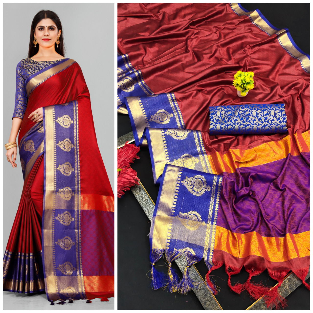 Fancy Cotton Silk Fancy Ethnic Wear Designer Saree Collection